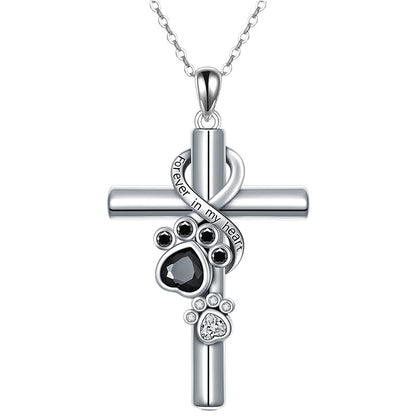 Creative Cross Cat's Paw Pendant Necklace