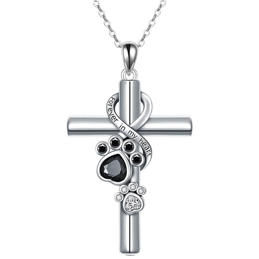 Creative Cross Cat's Paw Pendant Necklace
