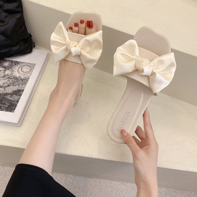 Fashion Personality Flat Bowknot Slippers For Women
