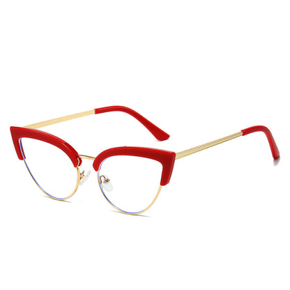 Stylish Large Frame Metal Lower Half Metal Plain Glasses