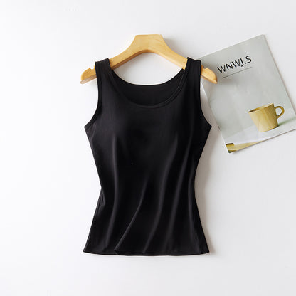 Women's Solid Color Casual 95 Cotton Tape Chest Pad Vest