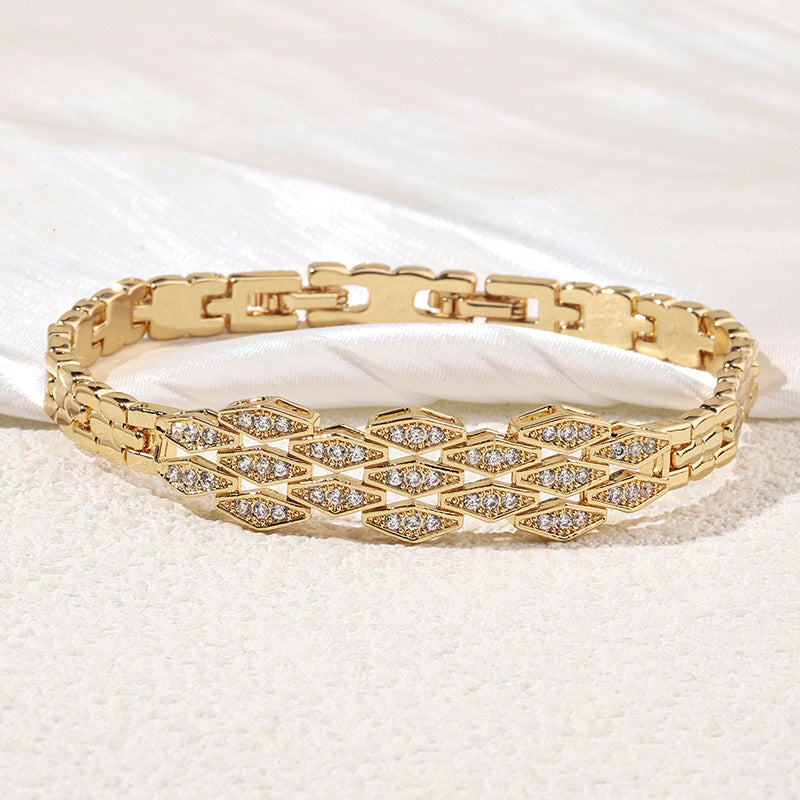 Japanese And Korean Simple Temperament Micro Inlaid Zircon Bracelet