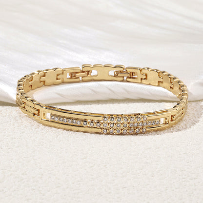 Japanese And Korean Simple Temperament Micro Inlaid Zircon Bracelet
