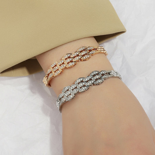 Japanese And Korean Simple Temperament Micro Inlaid Zircon Bracelet