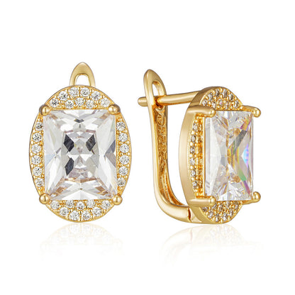 Rose Gold Square Zircon Earrings For Women