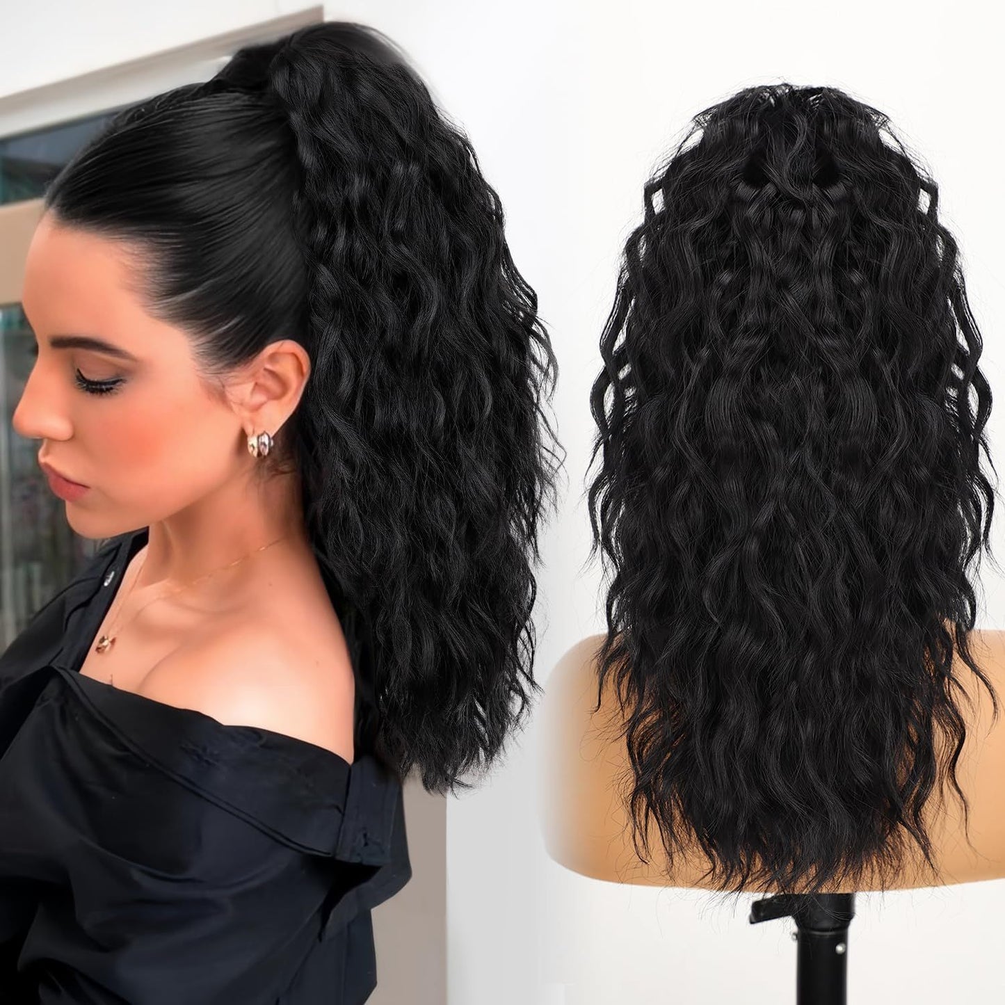 Women's Wig Curly Wavy Hair Extension Horse Tail Hair Extension 18inch