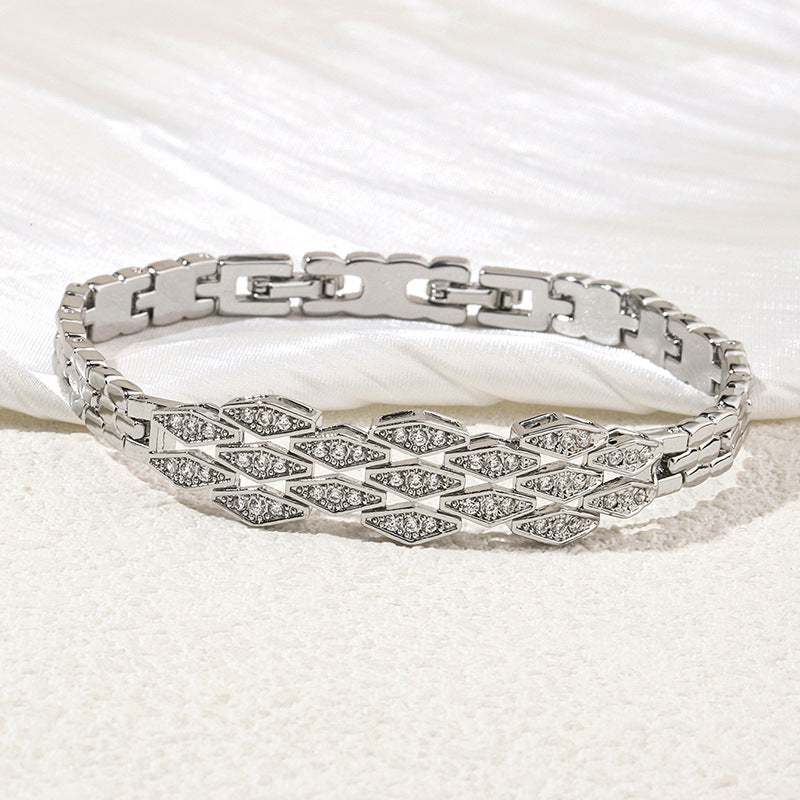Japanese And Korean Simple Temperament Micro Inlaid Zircon Bracelet