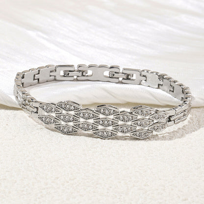 Japanese And Korean Simple Temperament Micro Inlaid Zircon Bracelet