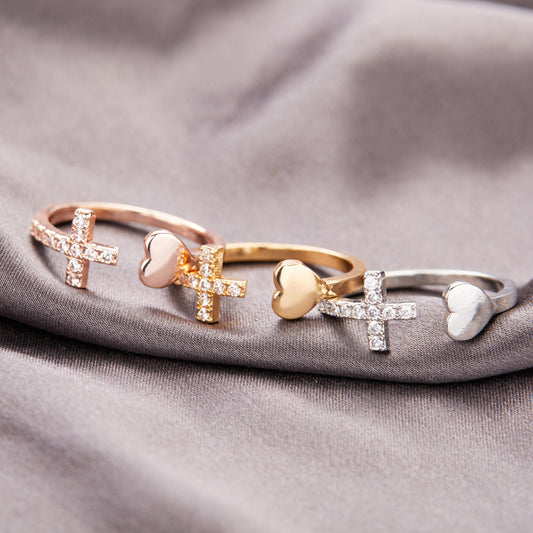 Heart-shaped Accessories Diamond Cross Peach Heart Lady