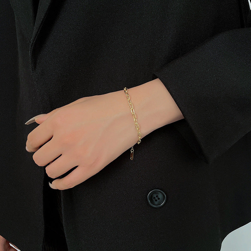 Embossed Bracelet Female Special-interest Design Simple Titanium Steel