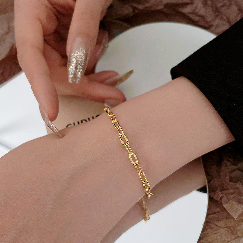 Embossed Bracelet Female Special-interest Design Simple Titanium Steel