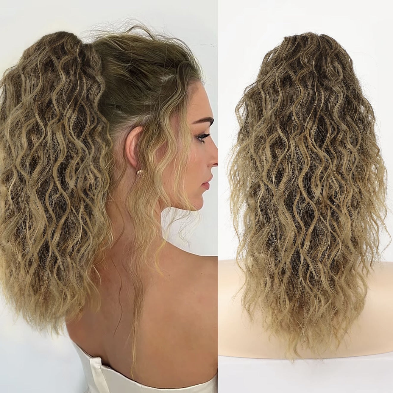 Women's Wig Curly Wavy Hair Extension Horse Tail Hair Extension 18inch