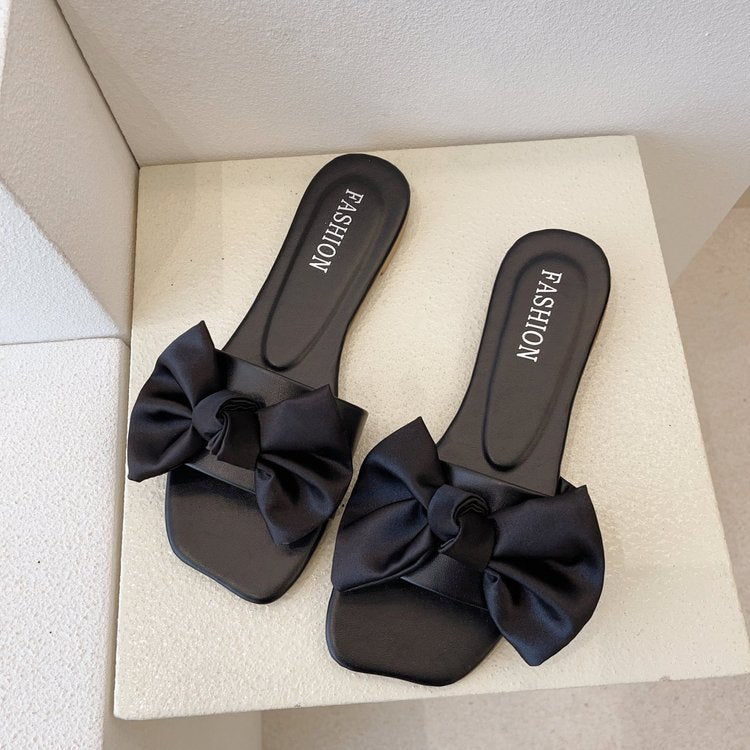 Fashion Personality Flat Bowknot Slippers For Women