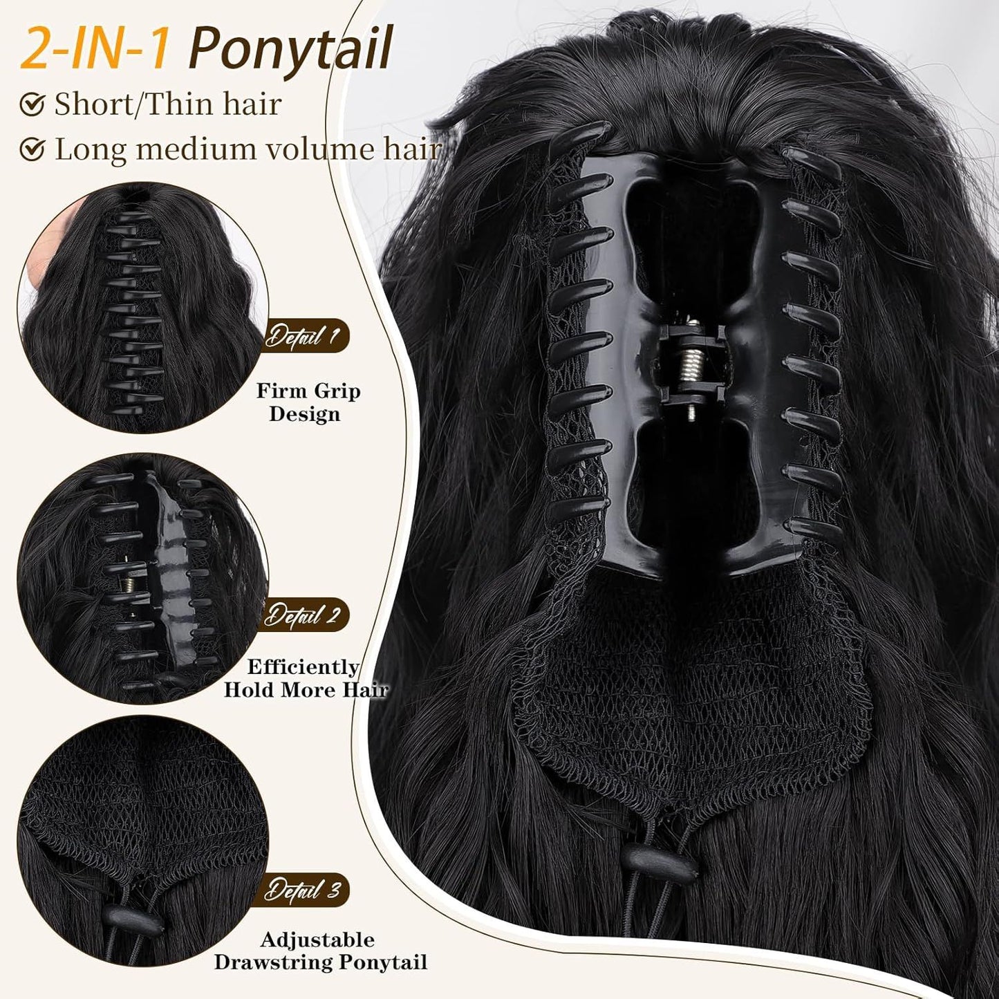 Women's Wig Curly Wavy Hair Extension Horse Tail Hair Extension 18inch