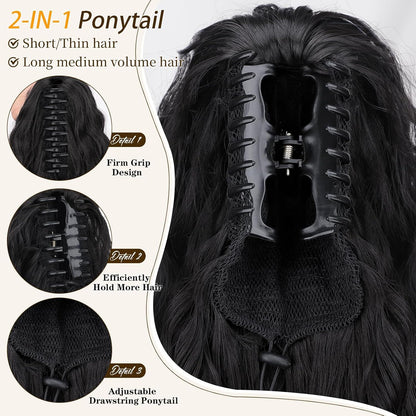 Women's Wig Curly Wavy Hair Extension Horse Tail Hair Extension 18inch