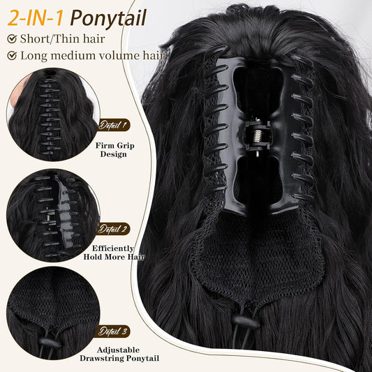 Women's Wig Curly Wavy Hair Extension Horse Tail Hair Extension 18inch