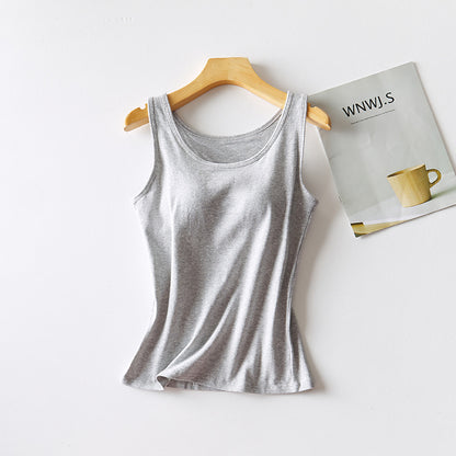Women's Solid Color Casual 95 Cotton Tape Chest Pad Vest