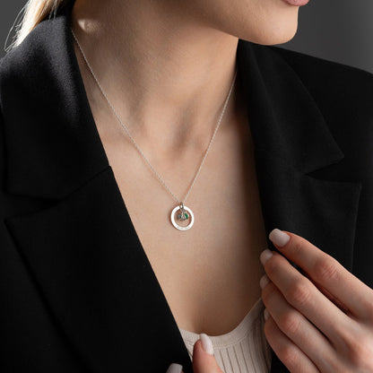 Personalized Engraved Birthstone Circle Necklace