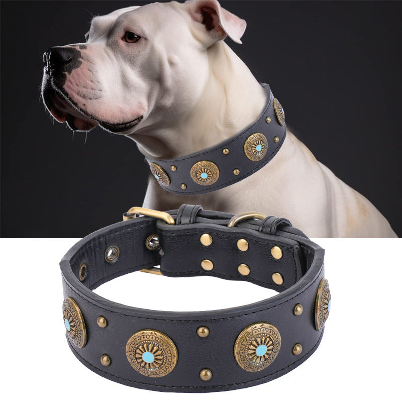 High-end Retro Leather Collar Medium And Large Dogs