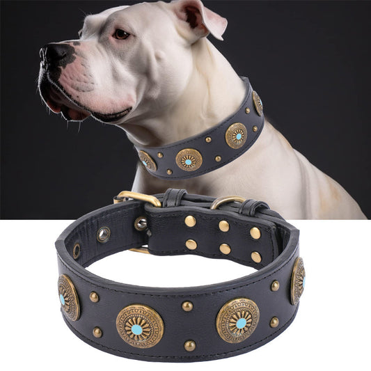 High-end Retro Leather Collar Medium And Large Dogs