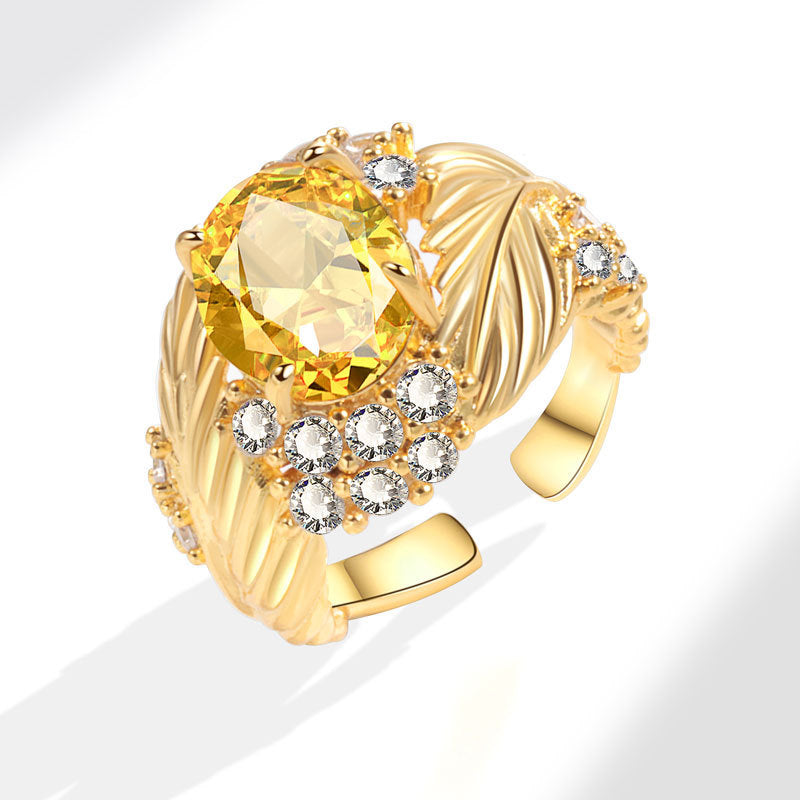 Twilight Yellow Gem Leaves Ring