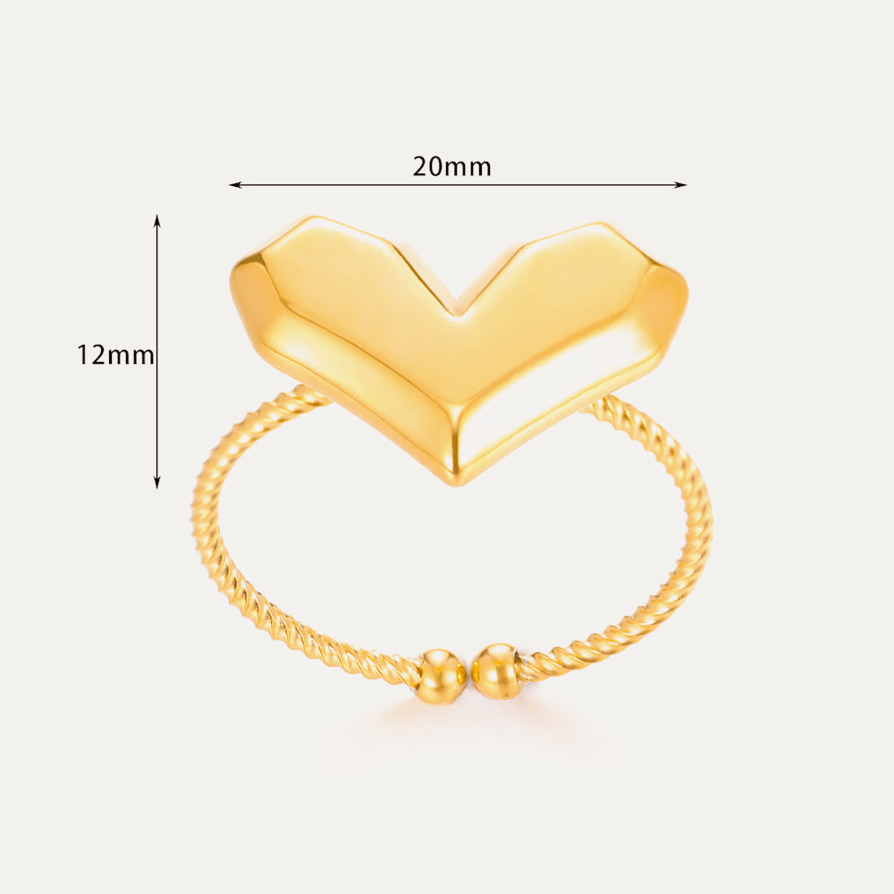 Female With Hearts Butterfly 8K Gold Plated Stainless Steel Ring