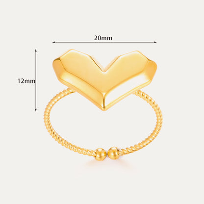 Female With Hearts Butterfly 8K Gold Plated Stainless Steel Ring