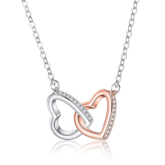 Simple Two-tone Heart Buckle Stainless Steel Necklace