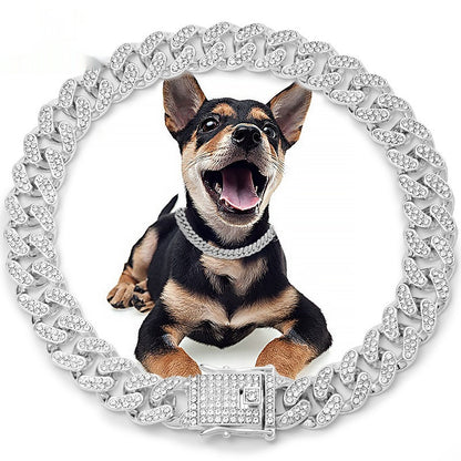 Metal Diamond Pet Dog Leash Cat Cuban Collar