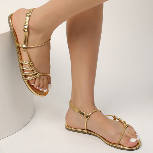 European And American Style Brown Square Toe Women's Sandals Simple Fashion