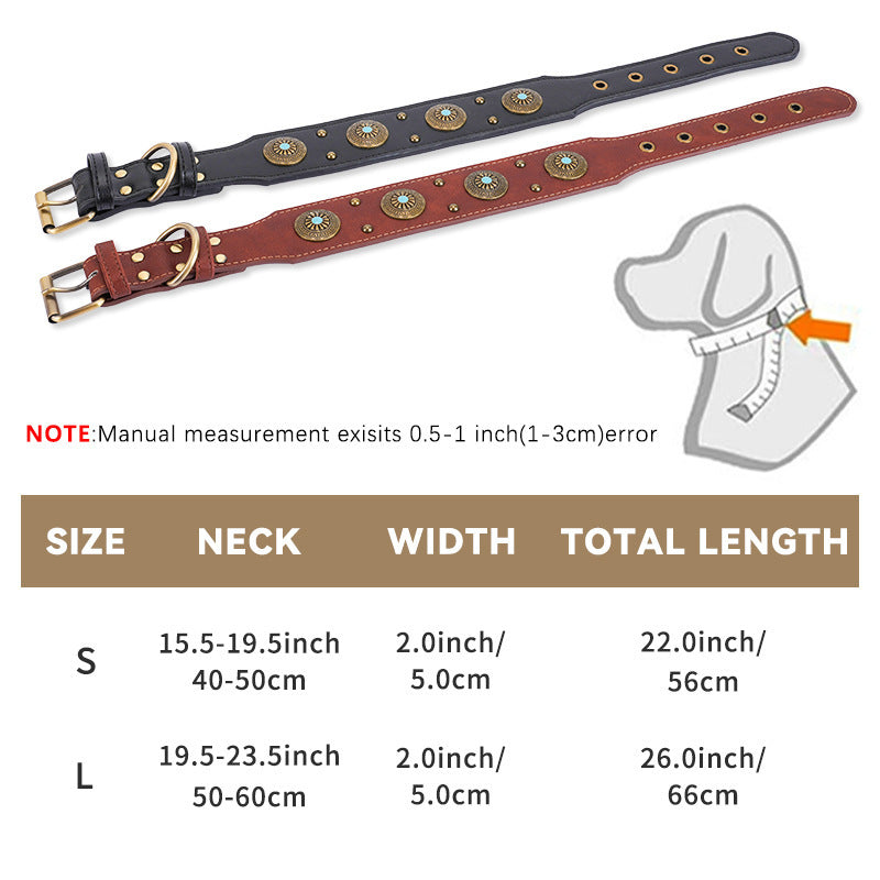 High-end Retro Leather Collar Medium And Large Dogs