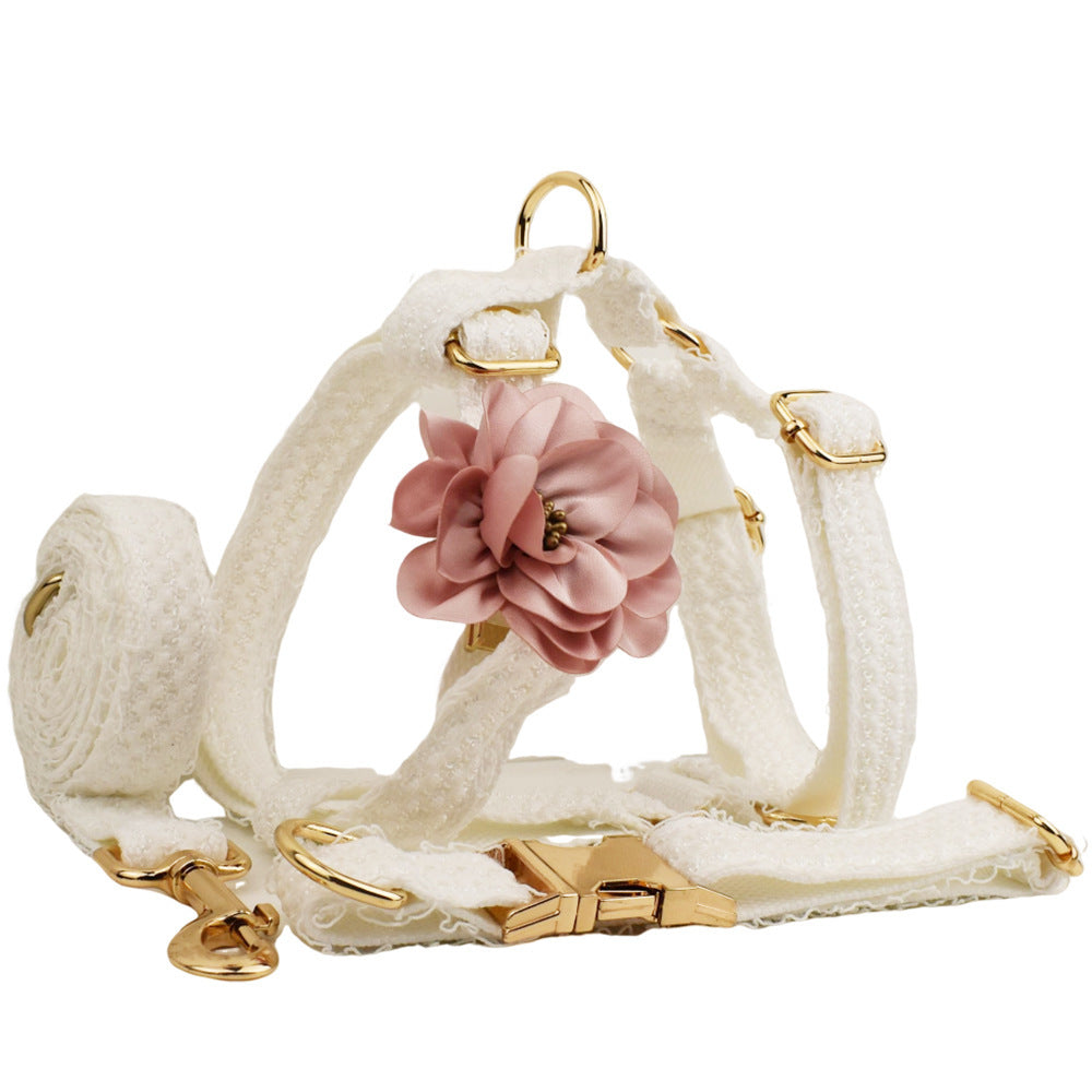 White Lace Pet Vest Dog Collar Dog Wedding Dog Leash