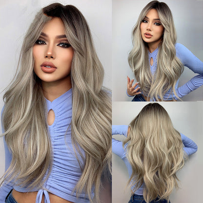 Orange Long Curly Hair With Bangs Wig